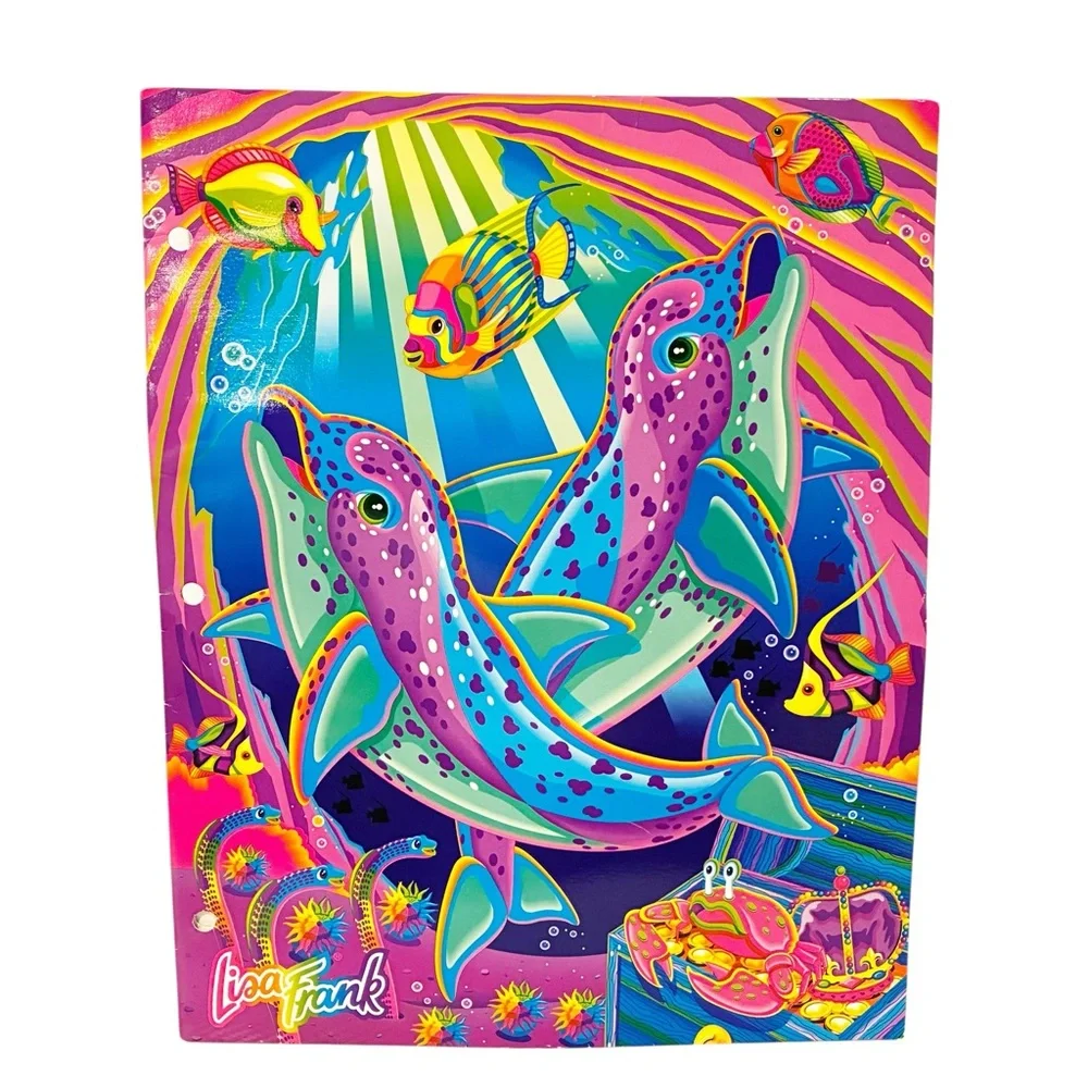 Vintage Lisa Frank Suni & Echo Spotted Dolphins Ocean Folder School Supply